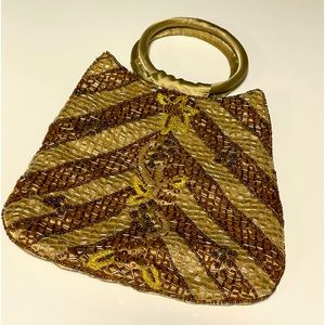 3 Gold Sequined Satin Handbag